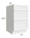 Catalina White 21" 3-Drawer Base Cabinet