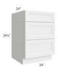 Catalina White 24" 3-Drawer Base Cabinet 