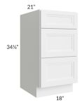 Catalina White 18" 3-Drawer Vanity Base Cabinet