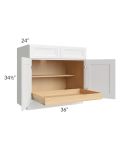 Catalina White 36" Base Cabinet with 1 Rollout Tray