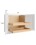 Catalina White 36" Full Height Base Cabinet with 2 Rollout Trays