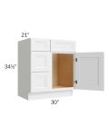Catalina White 30" Vanity Base Cabinet (Drawers on Left)