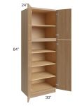 Asheville Rift Oak Shaker 30x84 Wall Pantry Cabinet