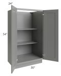 Shale Grey Shaker 30x54 Split Pantry Base Cabinet