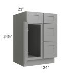 Shale Grey Shaker 24" Vanity Sink Base Cabinet (Drawers on Right)