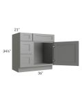 Shale Grey Shaker 36" Vanity Sink Base Cabinet (Drawers on Left)