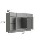 Shale Grey Shaker 48" Vanity Sink Base Cabinet with Drawers