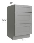 Shale Grey Shaker 21" Vanity Three Drawer Base Cabinet