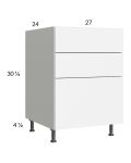 Euro Gloss White 27" 2-Drawer Range Base Cabinet with 1 False Drawer Front