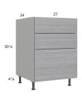 Euro Grey 27" 2-Drawer Range Base Cabinet with 1 False Drawer Front