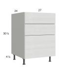 Euro White Grain 27" 2-Drawer Range Base Cabinet with 1 False Drawer Front