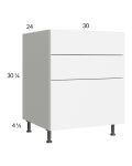 Euro Gloss White 30" 2-Drawer Range Base Cabinet with 1 False Drawer Front