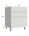 Euro White Grain 30" 2-Drawer Range Base Cabinet with 1 False Drawer Front