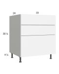 Euro Gloss White 33" 2-Drawer Range Base Cabinet with 1 False Drawer Front
