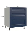 Harbor Navy 33" 2-Drawer Range Base Cabinet with 1 False Drawer Front