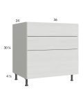 Euro White Grain 36" 2-Drawer Range Base Cabinet with 1 False Drawer Front