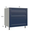 Harbor Navy 36" 2-Drawer Range Base Cabinet with 1 False Drawer Front
