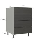 Euro Cafe 24" 3-Drawer Range Base Cabinet with 1 False Drawer Front