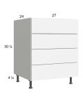 Euro Gloss White 27" 3-Drawer Range Base Cabinet with 1 False Drawer Front