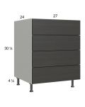 Euro Cafe 27" 3-Drawer Range Base Cabinet with 1 False Drawer Front