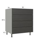 Euro Cafe 30" 3-Drawer Range Base Cabinet with 1 False Drawer Front