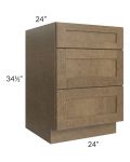Royal Bronze Shaker 24" 3-Drawer Base Cabinet