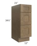 Royal Bronze Shaker 12" Vanity Drawer Base Cabinet