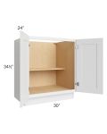 Royal White Shaker 30" Full Height Door Base Cabinet 
