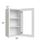 Royal White Shaker 18x36 Glass Door Wall Cabinet 