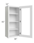 Royal White Shaker 18x42 Glass Door Wall Cabinet 