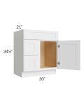 Royal White Shaker 30" Vanity Sink Base Cabinet (Drawers on Left) 