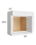Royal White Shaker 36" Vanity Sink Base Cabinet (Drawers on Right