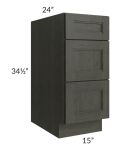 Charlotte Dark Grey 15" 3-Drawer Base Cabinet