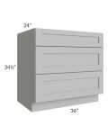 Dove Grey Shaker 36" Drawer Base Cabinet