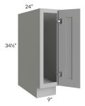 Dove Grey Shaker 9" Full Height Door Base Cabinet