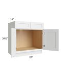 Midtown White Shaker 33" Sink Base Cabinet
