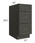 Charcoal Grey Shaker 15" 3-Drawer Base Cabinet