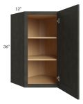 Charcoal Grey Shaker 24x36 Wall Diagonal Corner Cabinet 