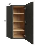 Charcoal Grey Shaker 24x42 Wall Diagonal Corner Cabinet 