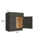 Charcoal Grey Shaker 30" Vanity Base Cabinet