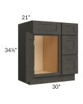 Charcoal Grey Shaker 30" Vanity Base Cabinet 