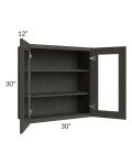 Charcoal Grey Shaker 30x30 Wall Glass Door Cabinet (Prepped for Glass Doors)