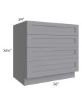 Graphite Grey Shaker 36" 4-Drawer Base Cabinet