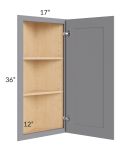 Grey Shaker 12x36 Angle Wall Cabinet