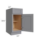 Grey Shaker 15" Base Cabinet