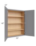 Grey Shaker 33x42 Wall Cabinet