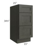 Charlotte Dark Grey 15" Vanity 3-Drawer Base Cabinet