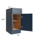 Midtown Blue Shaker 15" Vanity Base Cabinet