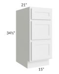 Gramercy White 15" Vanity 3-Drawer Base Cabinet