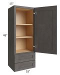 Midtown Dark Grey Shaker 18x48x15 Wall Cabinet with Drawers